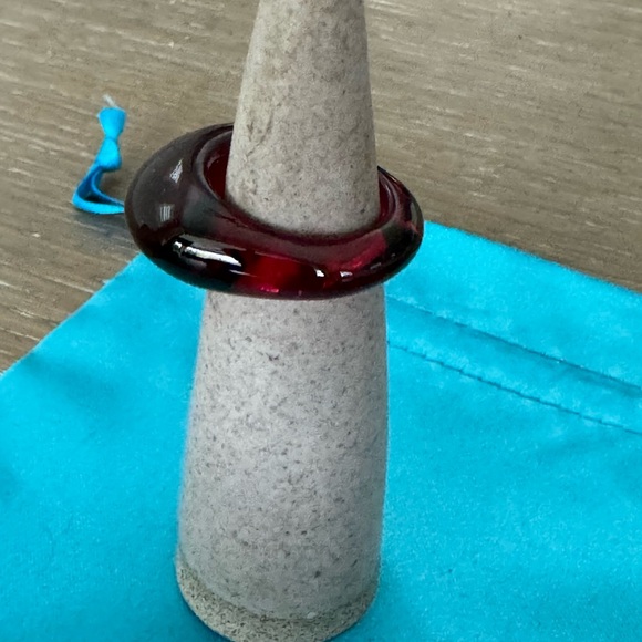 Baccarat Red Crystal Ring Sz 54 - Picture 7 of 8